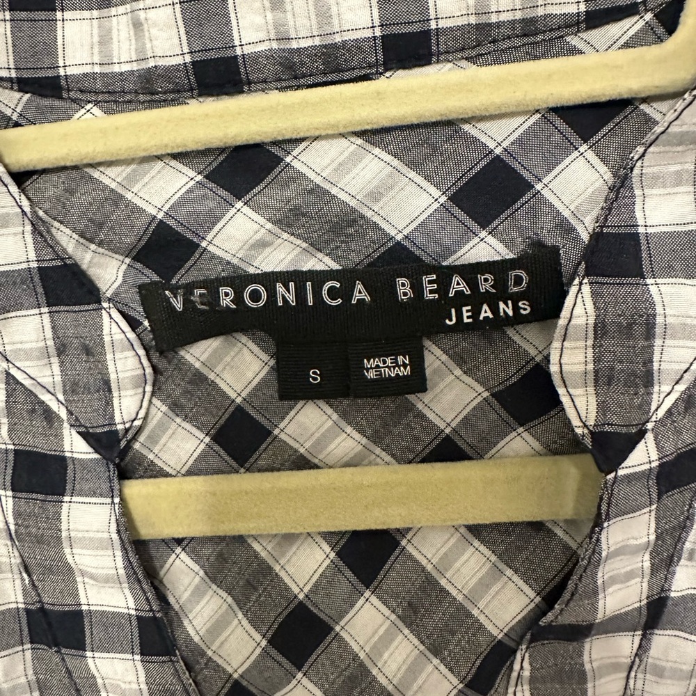 Veronica Beard Black & White Checked Long Sleeve Wrap Dress - Picture 4 of 7